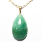 Pingente Gota de Quartzo Verde Natural com Montagem Dourada para Atacado