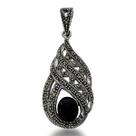 Pingente Gota desenhada com Onix Prata 925 Pingente Gota desenhada com Onix Prata 925