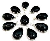 Pingente Gota Obsidiana Negra com Prata 950 - 5 Unidades