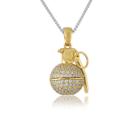 Pingente Granada Cravejada 10 mm Prata e Banho de Ouro 18k