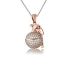 Pingente Granada Cravejada 10 mm Prata e Banho de Ouro Rose