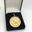 Pingente Grande Sao Jorge Ouro 18k Brilhante E Rubi Natural Medalha FDMR-11-K1230