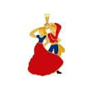 Pingente Imagem Casal Cigano 2,5 cm Metal Banhado Dourado