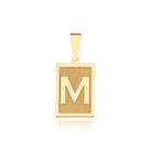 Pingente Letra Inicial Quadrado Todas Letras Ouro 18k Pm03