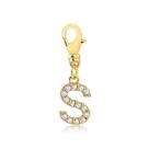 Pingente Letra S Com Pedras De Zircônia Folheado A Ouro