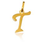 Pingente Letra T Manuscrito Ouro 18k 750 c/ Estojo e Certificado