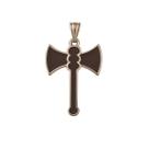 Pingente Machado Xangô Marrom Escuro 3,5 cm Metal Niquelado