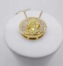 Pingente mandala pequeno iemanjá cravejado banhado ouro 18k