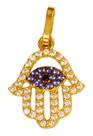Pingente Mão De Fatima Zirconias E Ouro 18k