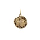 Pingente Medalha Das Duas Cruzes Prata 990 Folheada A Ouro - 15 Mm