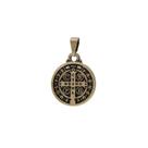Pingente Medalha De São Bento Dourada Ouro Velho