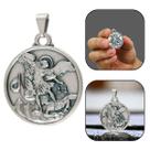 Pingente Medalha de São Miguel Arcanjo Grande Prateado