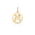 Pingente Medalha Letra M Ouro 18k Puro