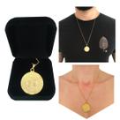 Pingente Medalha Mandala Flor de Lotus Semijoia Folheada a Ouro 18k