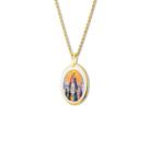 Pingente Medalha Nossa Senhora Bom Parto em porcelana pintada à mão ouro - mini
