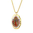 Pingente Medalha Nossa Senhora Guadalupe em porcelana pintada à mão ouro - grande