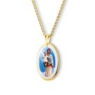 Pingente Medalha Nossa Senhora Mãe de Deus em porcelana pintada à mão com ouro - média Pingente Medalha Nossa Senhora Mãe de Deus em porcelana pintada à mão com ouro - média