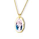 Pingente Medalha Nossa Senhora Mãe Rainha Schoenstatt em porcelana pintada à mão com ouro - média Pingente Medalha Nossa Senhora Mãe Rainha Schoenstatt em porcelana pintada à mão com ouro - média