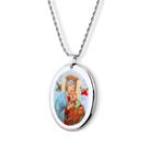 Pingente Medalha Nossa Senhora Perpétuo Socorro em porcelana pintada à mão com ouro branco - grande