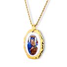 Pingente Medalha Nossa Senhora Perpétuo Socorro em porcelana pintada à mão ouro - grande