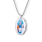 Pingente Medalha Santa Ana em porcelana pintada à mão com ouro branco - média