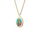 Pingente Medalha Santa Bárbara em porcelana pintada à mão ouro - mini