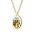 Pingente Medalha Santa Isabel em porcelana pintada à mão com ouro - grande