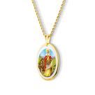 Pingente Medalha Santa Isabel em porcelana pintada à mão com ouro - média