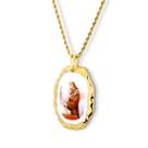 Pingente Medalha Santo Antônio em porcelana pintada à mão com ouro - grande