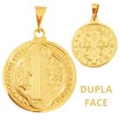 Pingente Medalha São Bento Proteção Semijoia Folheada a Ouro 18k