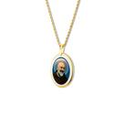 Pingente Medalha São Padre Pio de Pietrelcina em porcelana pintada à mão ouro - mini Pingente Medalha São Padre Pio de Pietrelcina em porcelana pintada à mão ouro - mini