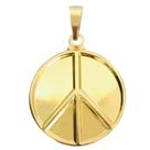 Pingente Medalha Símbolo Paz e Amor + Caixa Veludo Folheada a Ouro 18k Semijoia