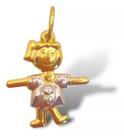 Pingente Menina Boneca Vestido Ouro Branco Em Ouro 18k