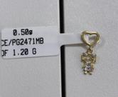 Pingente Menina Com Ródio Em Ouro 18k C/ Passante De Coração Pingente Menina Com Ródio Em Ouro 18k C/ Passante De Coração