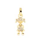 Pingente Menina Cravejado Com Argola Click Folheado A Ouro