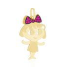 Pingente Menina Filha Em Ouro 18k Com Rubis Naturais Grande