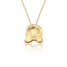 Pingente Menina Filha kids Boneco Corrente Feminina Ouro 18k