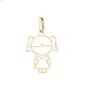 Pingente Menina Filha Vestido Ouro10k Peso 0.2gr Grande 14mm