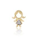 Pingente Menina Mini com Diamante em Ouro 18K