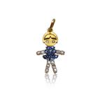 Pingente Menino 2,5cm com Diamante e Safira em Ouro 18K Pingente Menino 2,5cm com Diamante e Safira em Ouro 18K