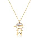 Pingente Menino Boné Com Pedras De Zircônia Folheado A Ouro
