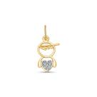 Pingente Menino e Coração Vazado em Ouro 18k e 2,4 Pontos de Diamante Pingente Menino e Coração Vazado em Ouro 18k e 2,4 Pontos de Diamante