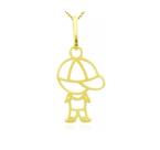 Pingente Menino Filho Menino Com Boné Ouro 18k Pequeno 0.2gr 766487