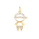 Pingente Menino Vazado Zircônia Cristal Folheado A Ouro