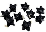 Pingente Merkabah de Obsidiana Negra Natural com Presilha Prateada - Atacado