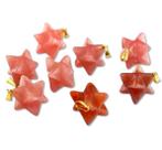 Pingente Merkabah de Quartzo Cereja Natural com Presilha Dourada - Atacado