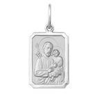 Pingente Mini 0.9cm Quadrado Retangular Santos Ouro Branco 18k ( 29 Santos ) K050