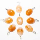 Pingente Mini Cabochão Oval de Aragonita Raio Laranja com Pino de Prata 950 - Atacado