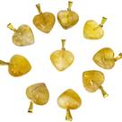 Pingente Mini Coração de Citrino Natural com Pino Dourado - 15x15mm