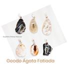 Pingente Natural de Geodo de Ágata Fatiada Pedra Energética